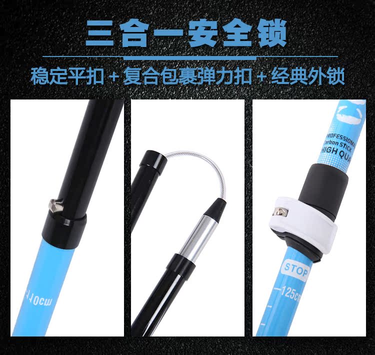 Pole Cột trekking carbon ngoài trời siêu gấp khúc siêu ngắn đi bộ gậy đi bộ đường dài trên núi bên trong và bên ngoài khóa gậy chống người già