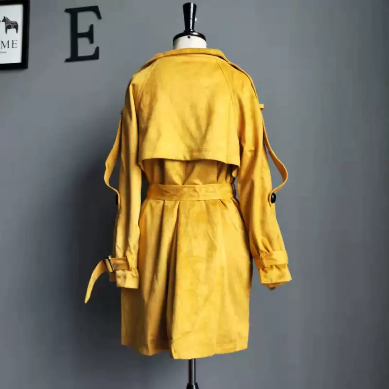 Xuân 2018 và thời trang mới của Hàn Quốc áo hai dây cho nữ áo khoác dài bằng da lộn - Trench Coat