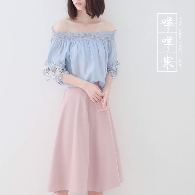 2WAY mặc Pháp の Hàn Quốc satin voan ren móc hoa tay áo retro CHIC nữ mùa hè áo sơ mi mới áo sơ mi voan áo sơ mi họa tiết nữ