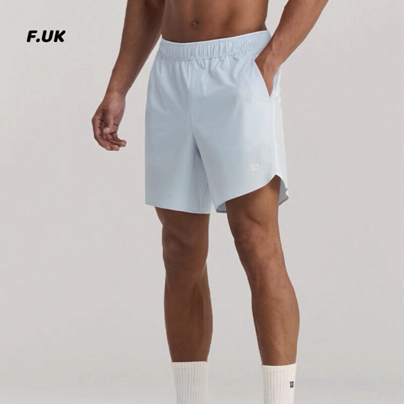 Wilson Spin Luxury Men's Spring/Summer Haze Blue Side-Slit High-Elastic Quick-Dry Tennis Shorts