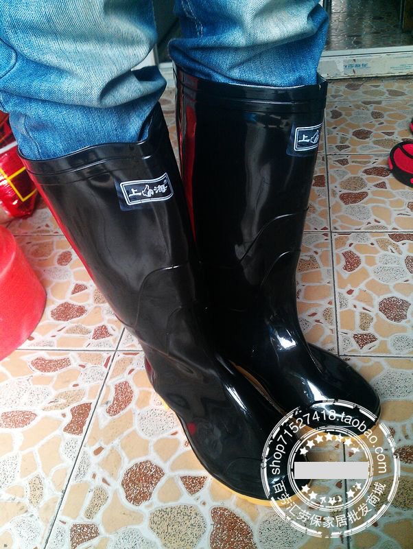 High Cylinder Rain Boots Rain Shoes Waterproof Boots Work Boots PVC Men's boots Acid-Resistant Labour 3 Anti-workout mine