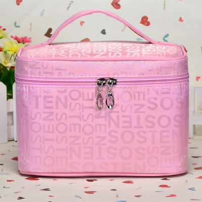 Versatile pure color waterproof large capacity containing pack female hand folding and folding makeup bag
