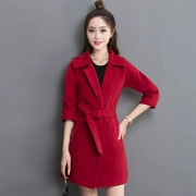Phụ nữ Hàn Quốc mới cắt tay áo trong phần dài hai mặt kích thước lớn là áo khoác mỏng thời trang