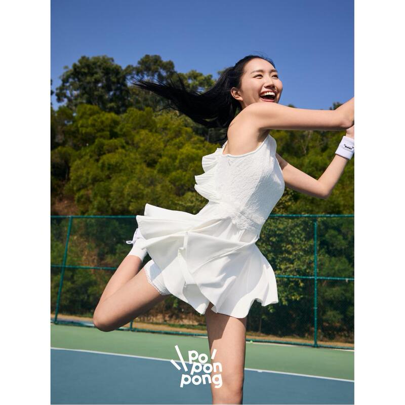 Poponpong Officially Authorized Swan Wing Lace Tennis Sports Dress with Free Panties