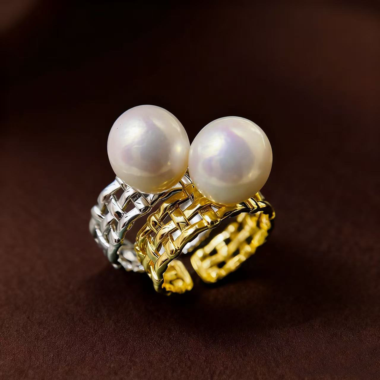 DIY жемчужные аксессуары серебро 925 пробы craft pearl ring пустая опора золотое серебряное кольцо с круглым диаметром 10-13 мм Изображение 1