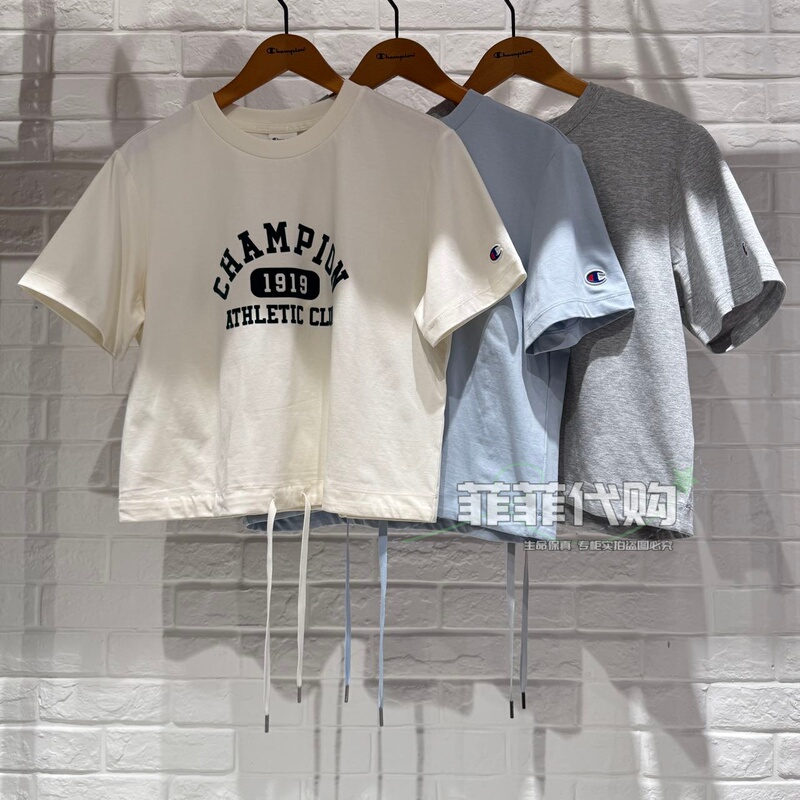 Champion Genuine Product 26 Spring/Summer New Women's Lace-Up Printed Short-Sleeve T-Shirt Trendy U6Bsssw206