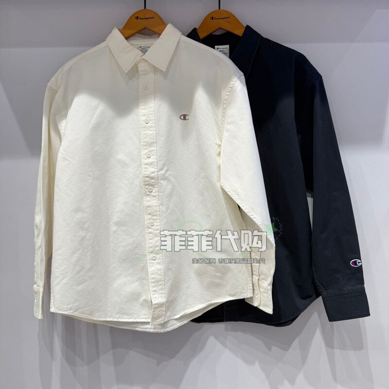 Champion 2025 Autumn New Couple Style Loose Casual Long-Sleeved Shirt with Lapel U5Cshsu003