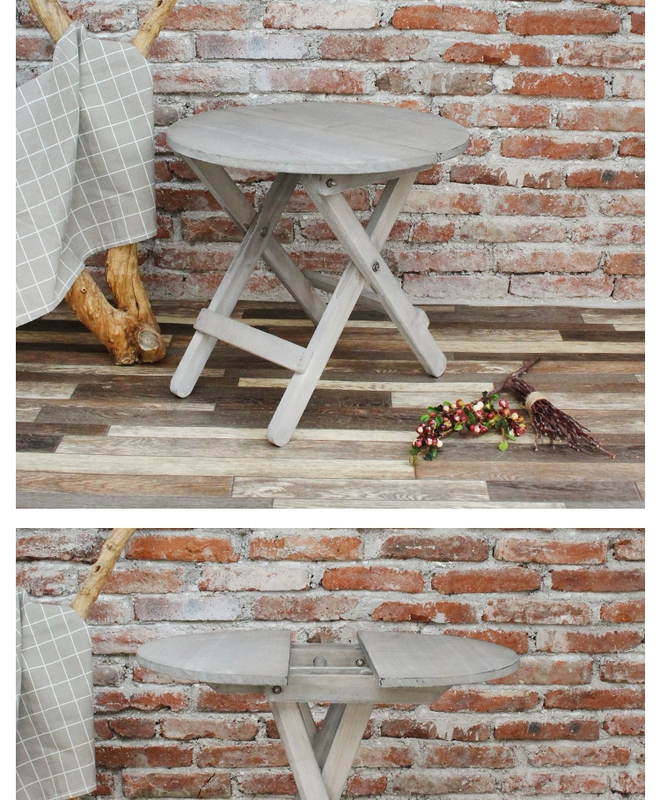 Phong cách đồng quê sáng tạo retro cũ gấp gỗ rắn bàn tròn nhỏ bàn vuông ban công sân vườn trang trí cửa sổ bàn - Bàn bàn học thông minh cho bé