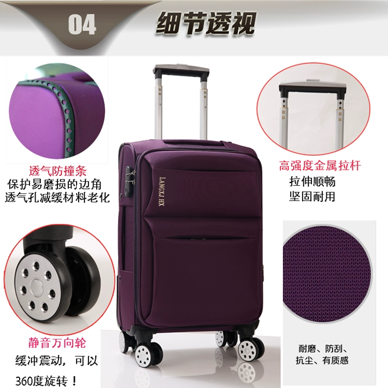 Oxford vali vải nữ phổ quát bánh xe vali nam 24 inch hộp mật khẩu trường hợp 26 trường hợp xe đẩy sinh viên 28