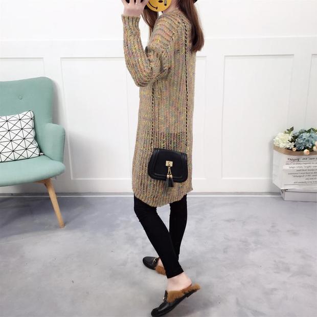 Áo len cardigan Áo khoác len nữ 2018 Thu mới Phiên bản Hàn Quốc mới của áo sơ mi tay dài nửa kín tay mùa xuân và khăn choàng mùa thu áo cardigan nữ dáng dài
