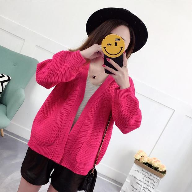 2018 mỏng phần khăn choàng nhỏ dài tay phiên bản Hàn Quốc của áo len nữ cỡ lớn hoang dã áo len nữ ngắn đoạn mùa xuân và áo len mùa thu thủy triều áo khoác len nữ mỏng
