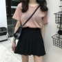 Đảo Sakuragakawa Thực bắn tốt Han mùa hè hoang dã màu sắc tinh khiết ulzzang Slim mỏng xếp li cao eo váy thủy triều chân váy xẻ tà 1 bên