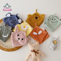 ins Korean cute animal childrens hand towel kindergarten baby face towel can be hung small square towel