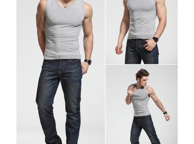 Áo vest nam cổ chữ V rộng cổ Hàn Quốc cotton nam không tay vest gà cổ áo cotton thể thao đáy mùa hè áo ba lỗ tập gym