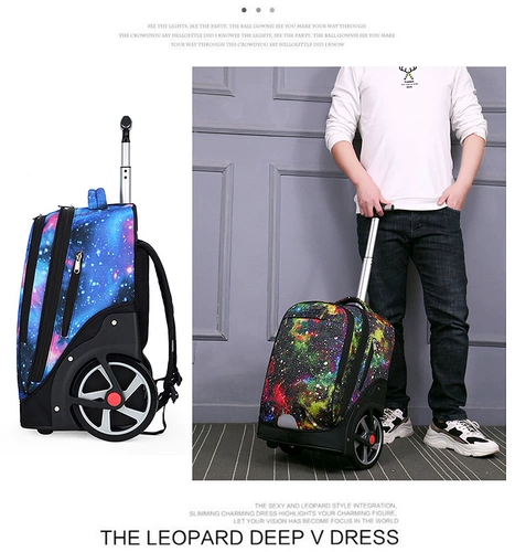20 -INCH TIE School Sack Sack Учащиеся средней школы применяют большие колеса, чтобы подняться по зданию и тянуть двойное использование