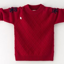 Fat boy sweater pullover pure cotton autumn and winter section of the big child plus fat plus loose long-sleeved sweater new