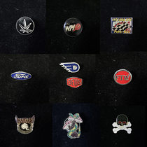 vintage 70 Old pins retro locomotive denim clothing leather brooch locomotive gang badge