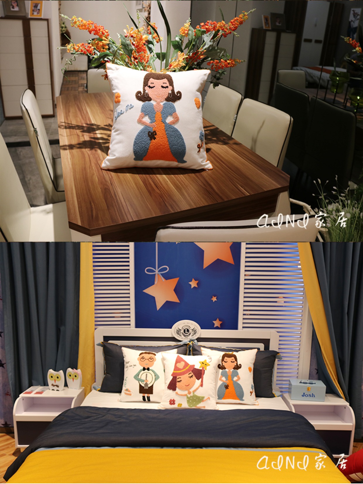 Nhân vật hoạt hình thêu gối bông thêu đệm tay đơn giản hiện đại sofa xe gối tựa ghế