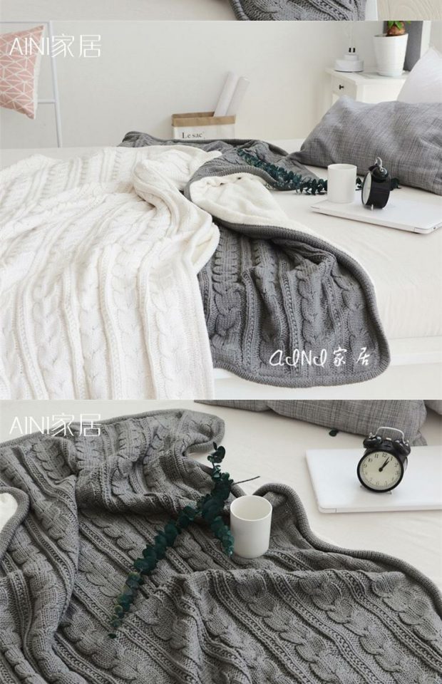 chăn Bắc Âu và sofa nhung rắn chăn màu xoắn len Amazon mô hình vụ nổ rơi và mùa đông ấm chăn dệt kim giải trí mền - Ném / Chăn chăn lông cáo