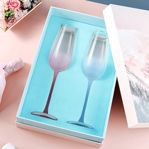 Champagne glass gift box pair of crystal goblet home creative personality glass sparkling wine cup wedding gift wine set