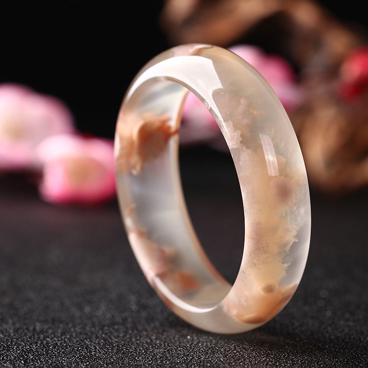 Vòng tay Sakura Agate Mặt dây chuyền Vòng tay Phụ nữ Pha lê tự nhiên Hòa bình khóa Chalcedony Jade Bracelet - Vòng đeo tay Cuff vòng đá phong thủy
