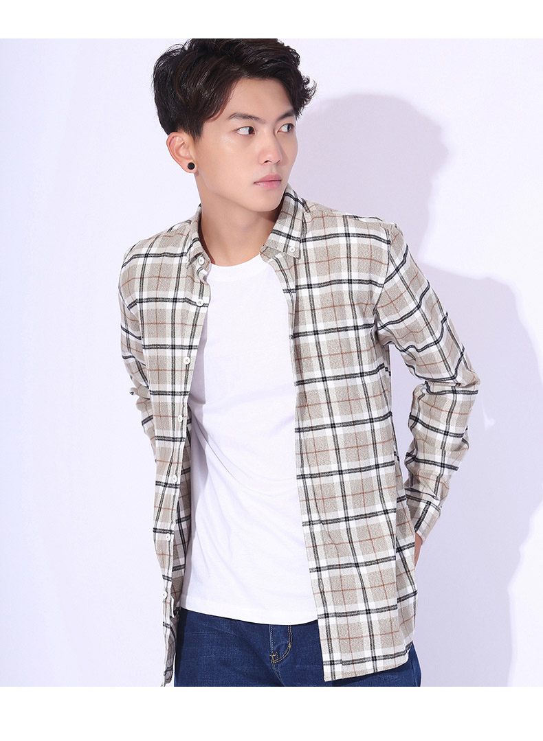 Mùa thu và mùa đông cotton flannel kẻ sọc áo sơ mi nam dài tay lỏng lẻo quần áo thanh niên chà nhám dày áo quần tây áo sơ mi