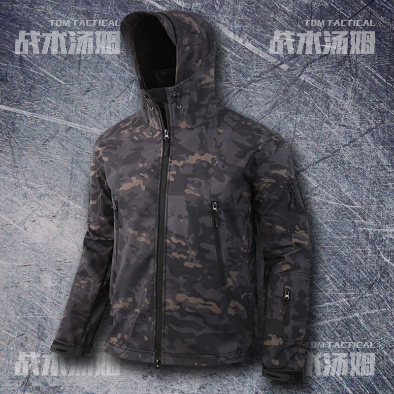 MCBK black CP multi-terrain dark night camouflage jacket shark soft shell black MC cold-proof warm tactical windbreaker