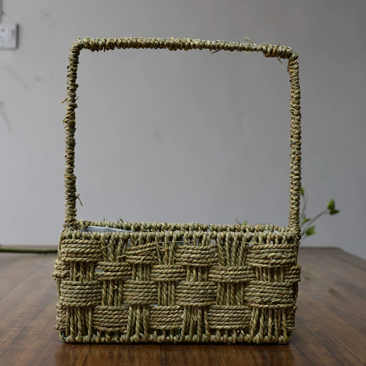 Wicker chậu hoa bình hoa mây hoa cổ điển vườn hoa chậu hoa xô giỏ hoa trồng trong chậu inserter chậu nhựa trắng