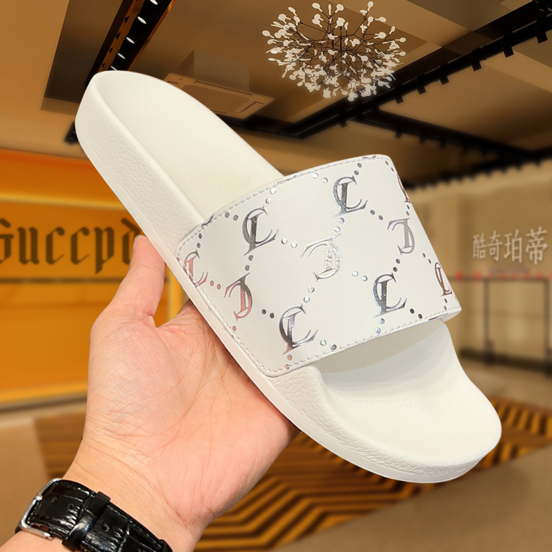 Men's Summer Outdoor Slippers 2024 New Trendy Brand Letter Design Breathable Non-Slip Soft Sole Slide Sandals Unique Design with a High-End Feel