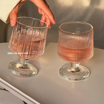 Vertical Striped Short Cup ins High-Quality Household Glass Cup for Drinks, Juice, Water, Liquor, and Ice Cream