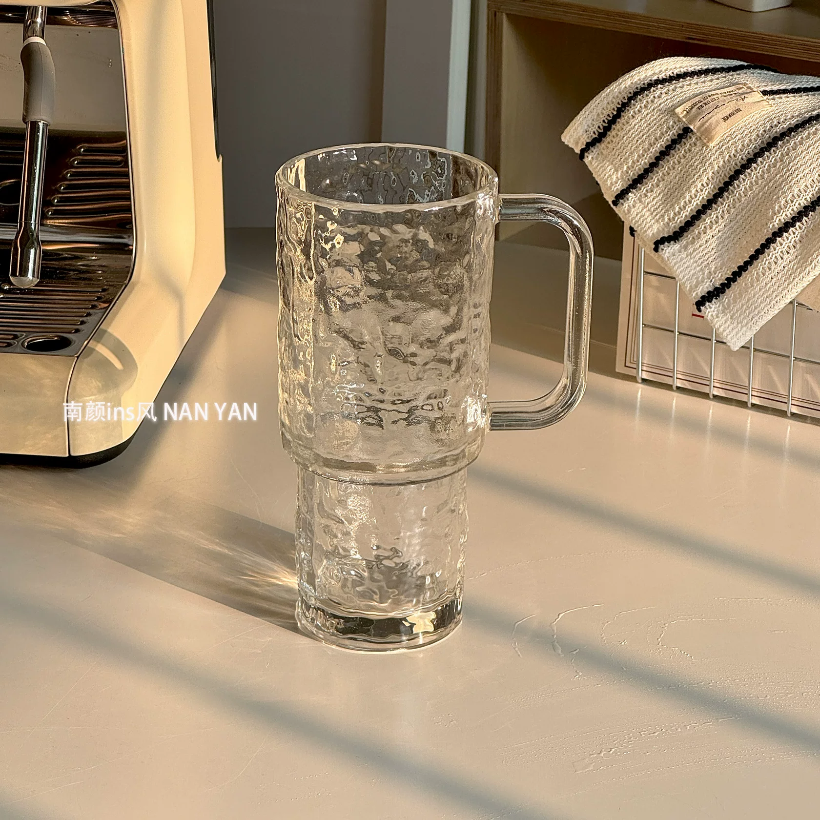 Capacious high quality coffee glass with glass
