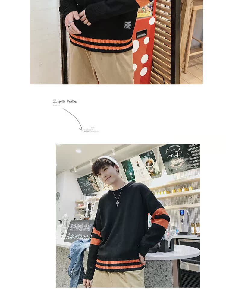 Áo len nam phong cách Harajuku ulzzang thu đông phiên bản Hàn Quốc của xu hướng áo khoác cá tính áo len trùm đầu sang trọng áo len cổ cao nam