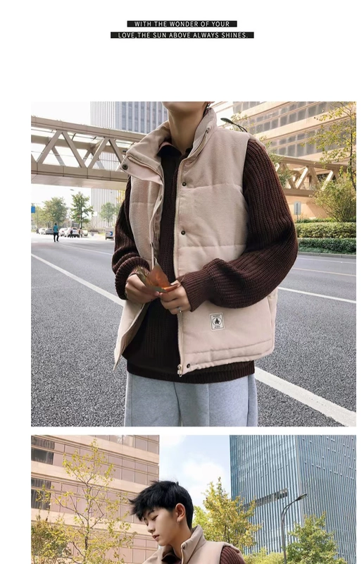 Áo khoác nhung nam sinh viên vest dày phiên bản Hàn Quốc của xu hướng cotton mùa thu đông bộ vest nam cho người trung tuổi