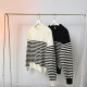 Japanese color block striped sweater autumn and winter casual inner sweater men's loose trendy handsome bottoming top