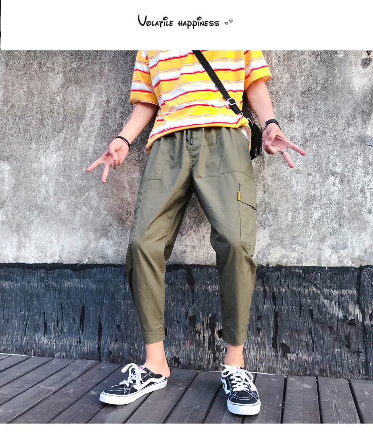 Harajuku phong cách 2018 mùa hè mới chín quần nam lỏng lẻo dụng cụ quần âu Hàn Quốc phiên bản của xu hướng hip hop quần nam quần legging nam