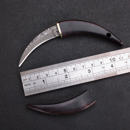 Брелок из дамасской стали с ручкой из черного дерева, мини-портативный нож, фруктовый нож, карманный нож, маленький нож, маленький нож с когтями