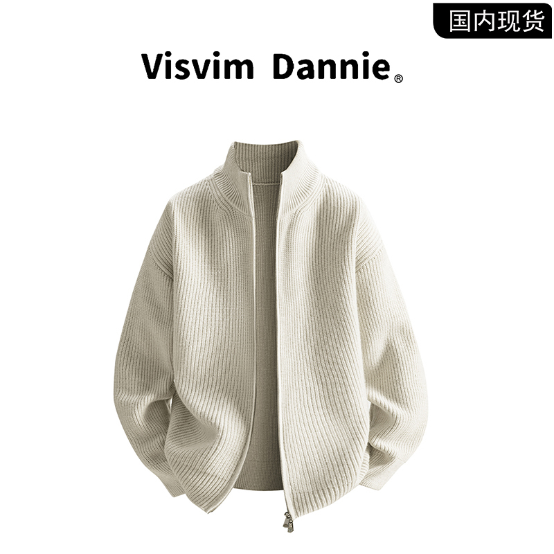 【Brand Clearance】Visvim Dannie American-Style Minimalist Striped Sweater for Men, Stand Collar Knitwear for Women