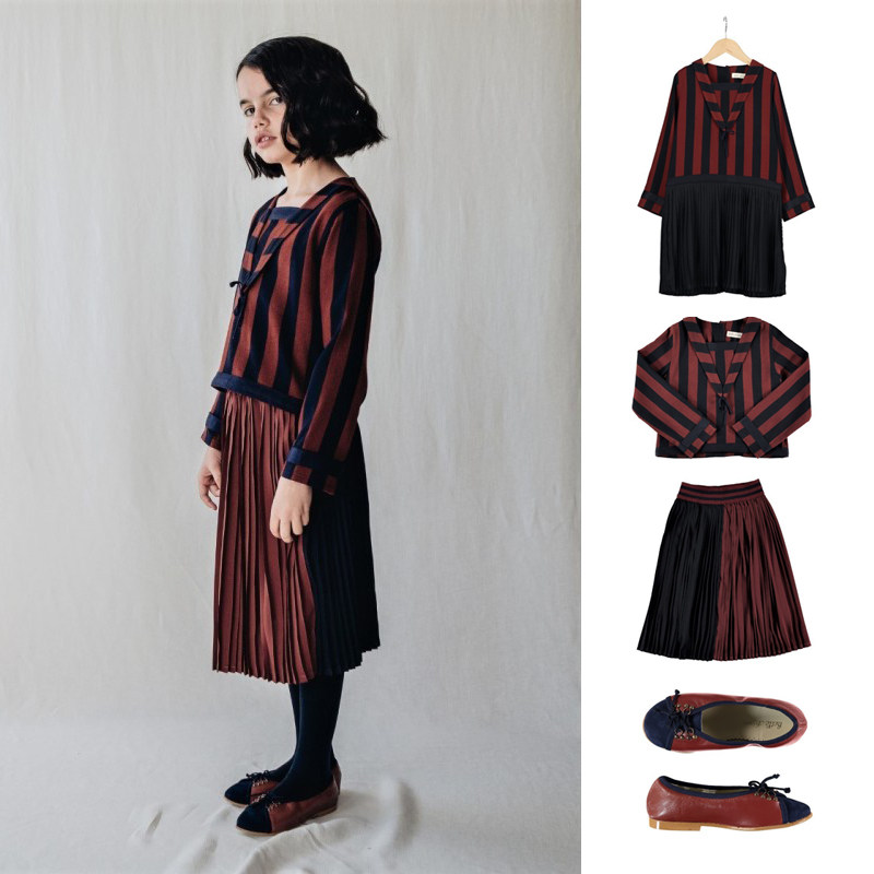 40 but fish shop belle chiara French stitching dress color flat shoes casual summer new