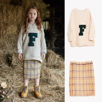 30 Natural Fish Paving Fish and kidsGirl art white knit blouse grid Recommended summer new