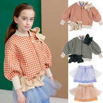 30 Natural Fish Paving Moque AW19 Children Fashion Temperament Plaid Jacket 100 Hitch Short Skirt Summer New