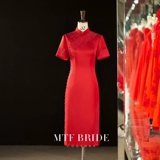 满庭芳 Красное ципао, вечернее платье, свадебное платье, 2020