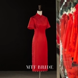 满庭芳 Красное ципао, вечернее платье, свадебное платье, 2020