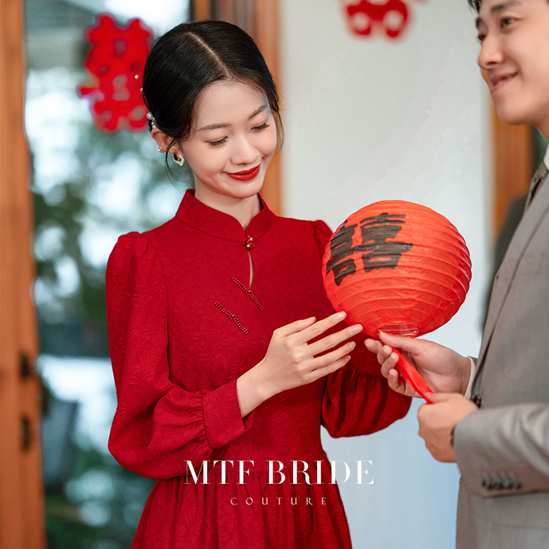 Full of Fang (Tango New))) Red toast to bridal senior senses improved collar gown Qipao Gown Woman-Taobao