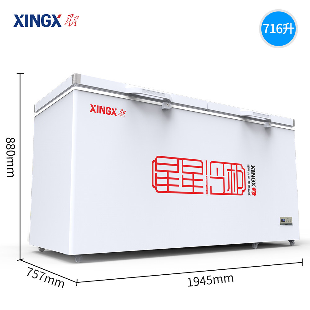XINGX Stars BD BC-716E Large Freezer Commercial Freezer Large Frozen Refrigerated Horizontal Single Warm Snow Cabinet