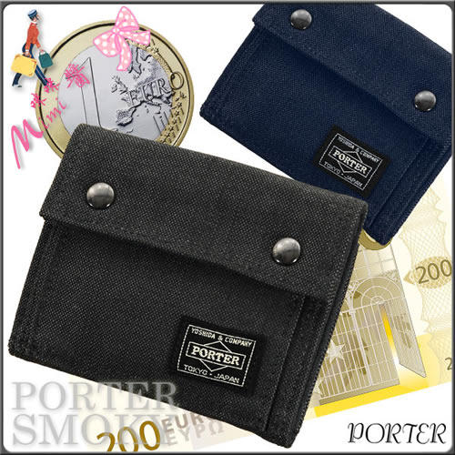 Japanese Yoshida Porter Men's Canvas Black Short Three-fold Wallet 592-06332