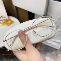 Korean version of transparent color glasses frame womens ultra light art myopia small face glasses frame retro round red book with mirror