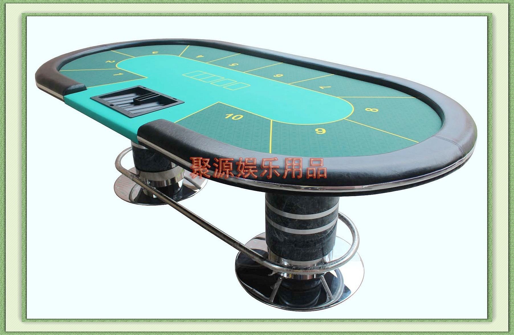 Genuine 10-person Texas Hold'em table, silver shield new product table, strong foot plate, waterproof and flame retardant, with chip plate