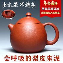 Authentic Yixing purple clay teapot tea kung fu teapot Wu Hailiang pear peels pure handmade big ball hole Dragon Egg