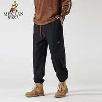 Scarecrow beam feet pants men thin large-size loose casual pants with rope pants for men outdoor sports pants