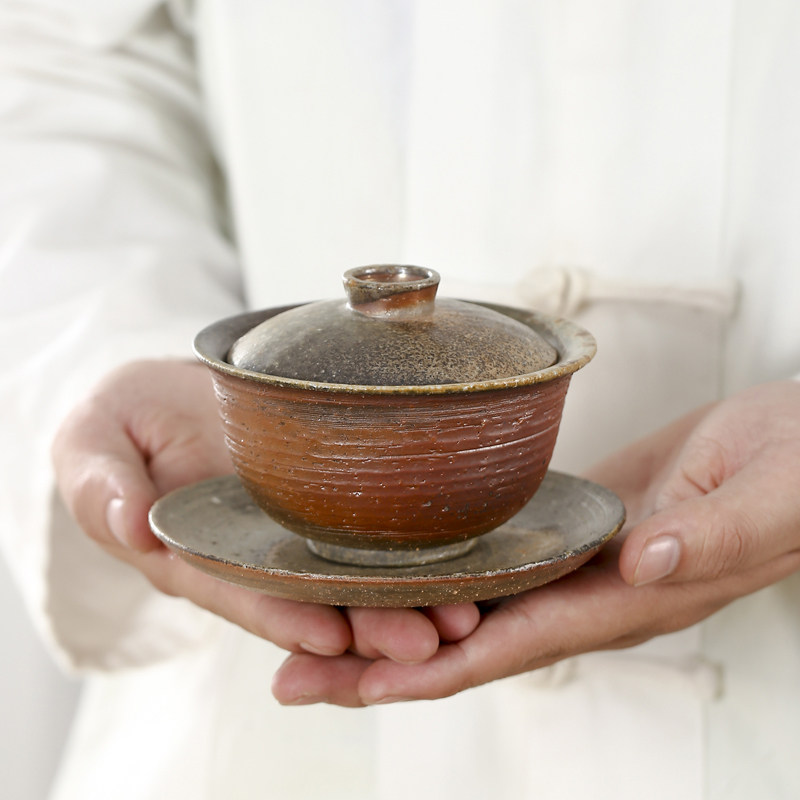 Solitary taster as cover bowl Large number three only cup coarse pottery firewood burning hand for naked burning full hand Gongfu tea with retro-Taobao